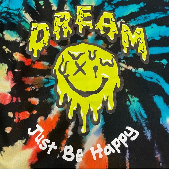 NWOT DREAM “Just Be Happy” Tie Dye Variant Hoodie Sz M - Picture 5 of 5